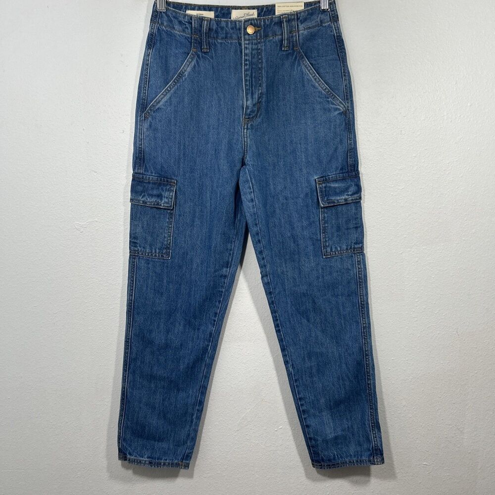 Universal Thread Cargo Jeans Womens 2R Blue Boyfriend Slim Hip Thigh Tapered Y2K